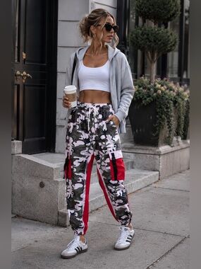 Genius Pink Camo Joggers Black & Red Detail
